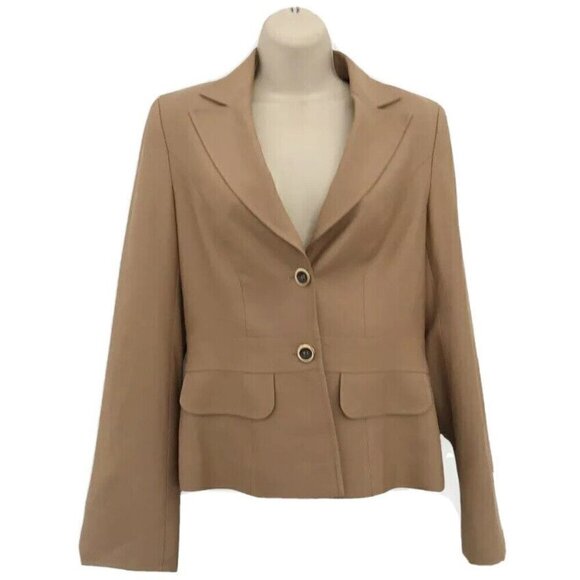 Escada Jackets & Blazers - Escada Woman's Sz 34 or XS Caramel Tan 100% Virgin Wool Button Front Blazer